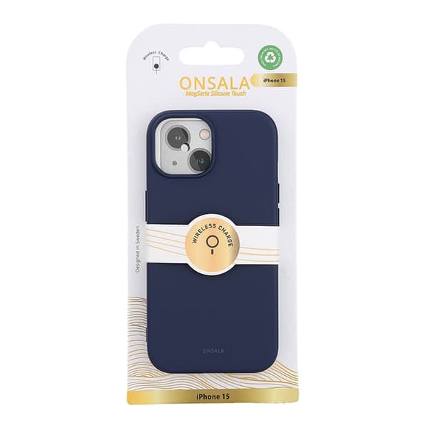 Onsala iPhone 15 Mobilskal MagSafe Silikon - Mörkblå