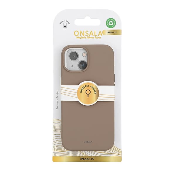 Onsala iPhone 15 Mobilskal MagSafe Silikon - Sand