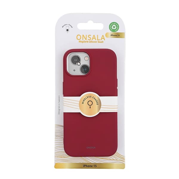 Onsala iPhone 15 Mobilskal MagSafe Silikon - Deep Röd