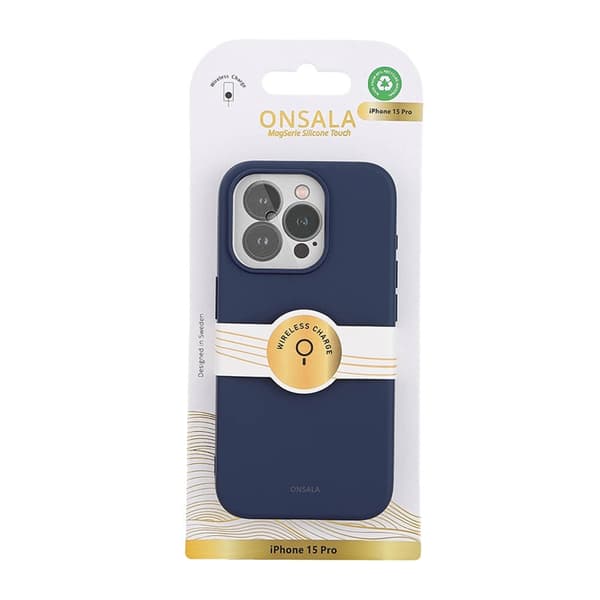Onsala iPhone 15 Pro Mobilskal Magsafe Silikon - Mörkblå