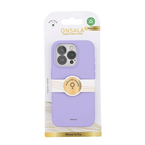 Onsala iPhone 15 Pro Mobilskal Magsafe Silikon - Lila