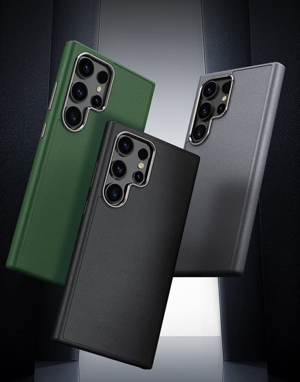 Galaxy S24 Ultra Mobilskal Läder Shockproof Silikon - Grön