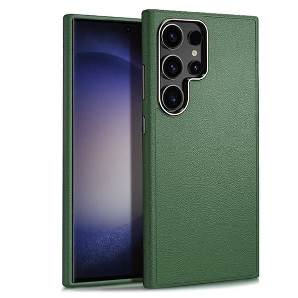 Galaxy S24 Ultra Mobilskal Läder Shockproof Silikon - Grön