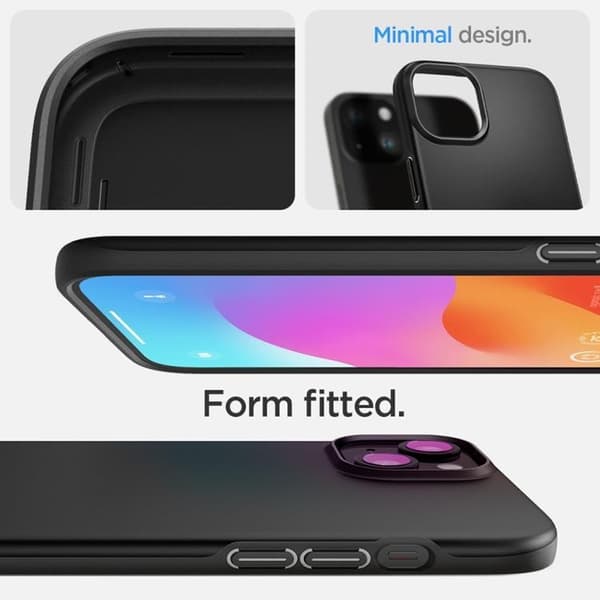Spigen iPhone 15 Mobilskal Thin Fit - Svart