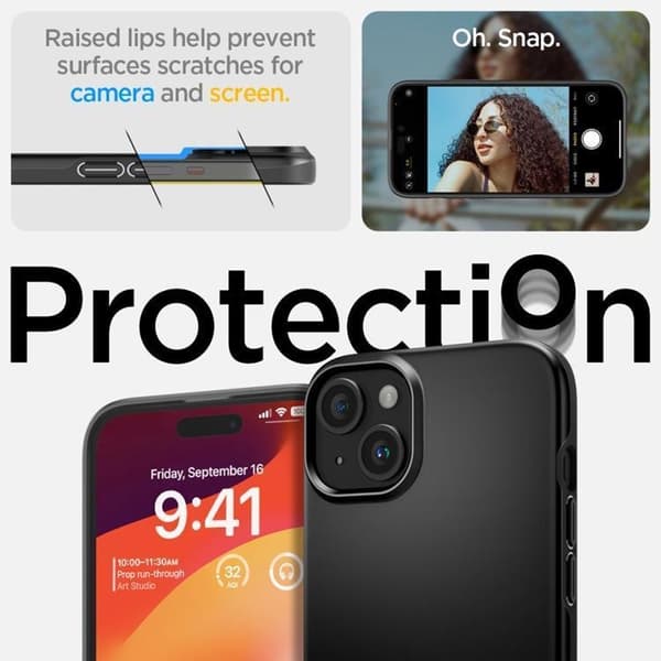 Spigen iPhone 15 Mobilskal Thin Fit - Svart