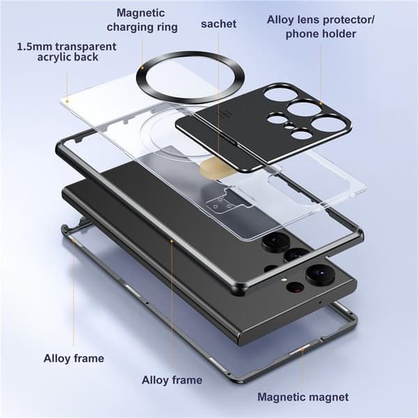 Galaxy S23 Ultra Mobilskal Magsafe Aroma Kickstand - Silver