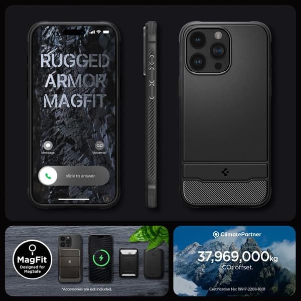 Spigen iPhone 15 Pro Max Mobilskal Magsafe Rugged Armor -Svart