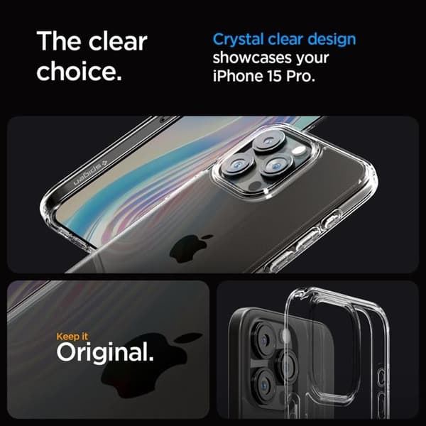 Spigen iPhone 15 Pro Mobilskal Ultra Hybrid - Crystal Clear