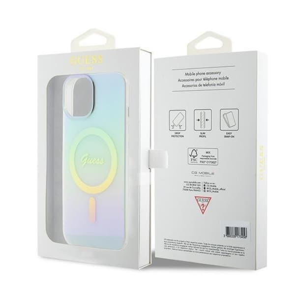 Guess iPhone 15 Plus Mobilskal Magsafe IML Iridescent - Turquoise