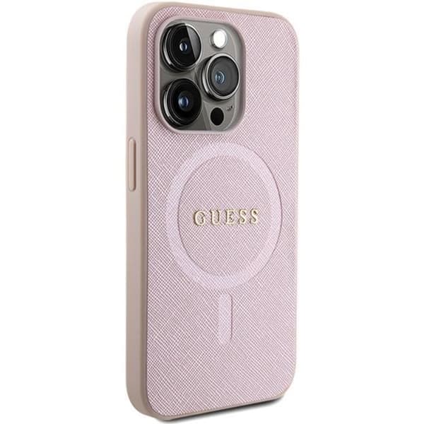 Guess iPhone 15 Pro Mobilskal Magsafe Saffiano - Rosa