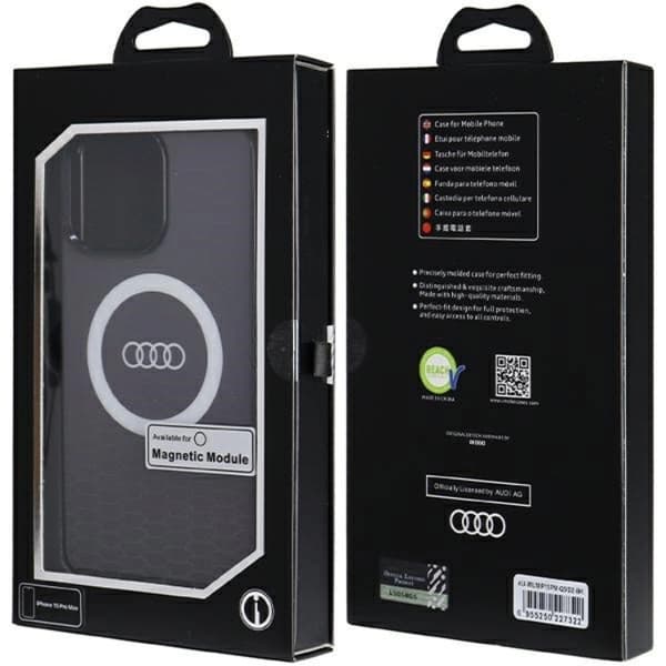 Audi iPhone 15 Pro Max Mobilskal Magsafe IML Big Logo - Svart