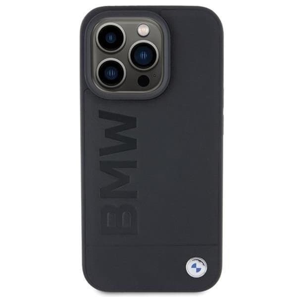 BMW iPhone 15 Pro Mobilskal Magsafe Läder Hot Stamp - Svart