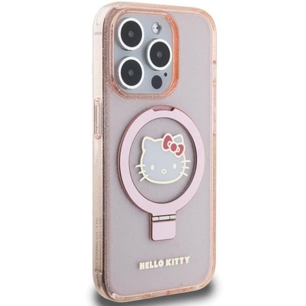 Hello Kitty iPhone 15 Pro Mobilskal Magsafe Ringhållare Glitter Electrop Logo