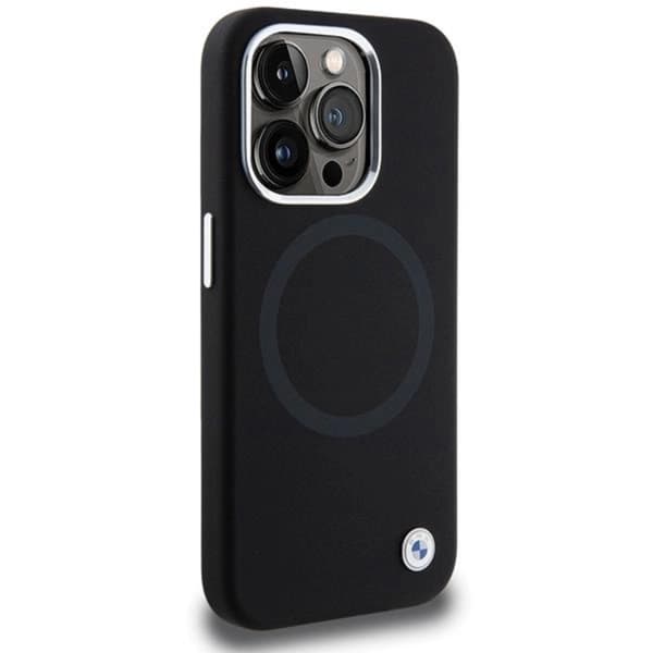 BMW iPhone 15 Pro Mobilskal Magsafe Signature Liquid Silikon - Svart