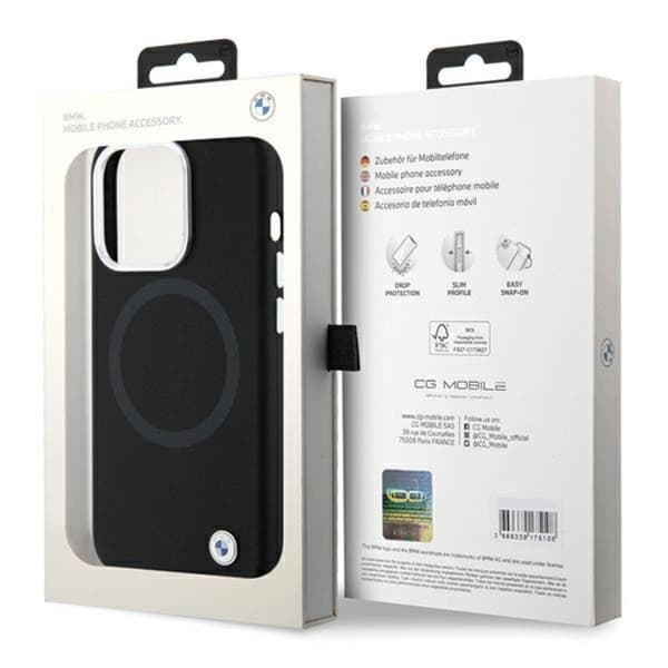 BMW iPhone 15 Pro Mobilskal Magsafe Signature Liquid Silikon - Svart