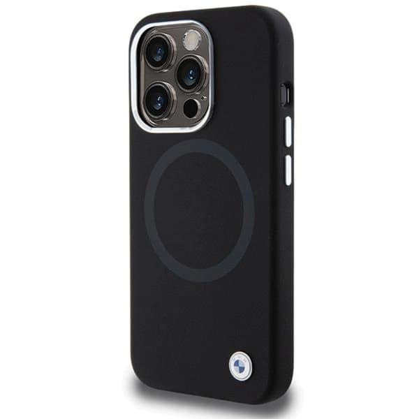 BMW iPhone 15 Pro Mobilskal Magsafe Signature Liquid Silikon - Svart