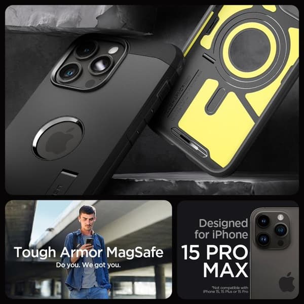 Spigen iPhone 15 Pro Max Mobilskal Magsafe Tough Armor - Svart