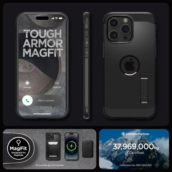Spigen iPhone 15 Mobilskal Magsafe Tough Armor - Svart