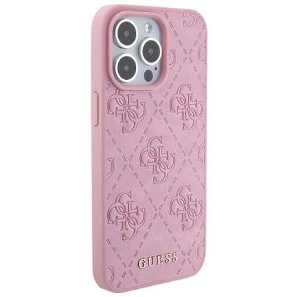 Guess iPhone 15 Pro Max Mobilskal Leather Stamped - Rosa