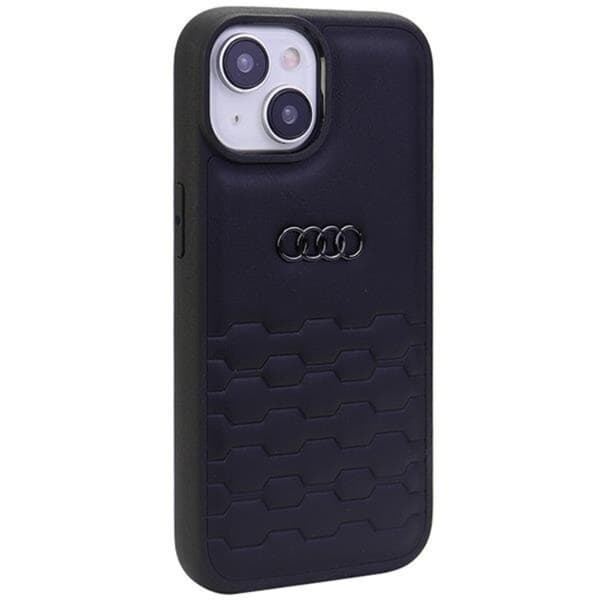 Audi iPhone 15 Plus Mobilskal Syntetiskt Läder - Svart