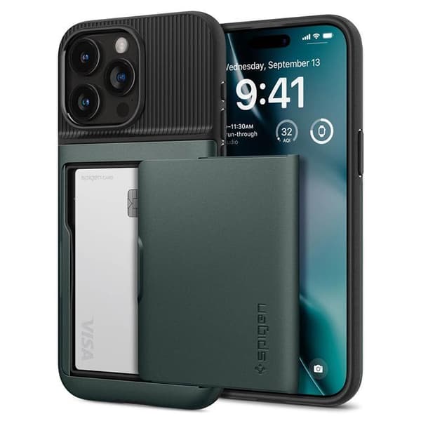 Spigen iPhone 15 Pro Max Mobilskal Slim Armor CS - Grön