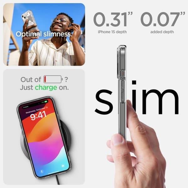 Spigen iPhone 15 Plus Mobilskal Magsafe Ultra Hybrid - Zero One Vit