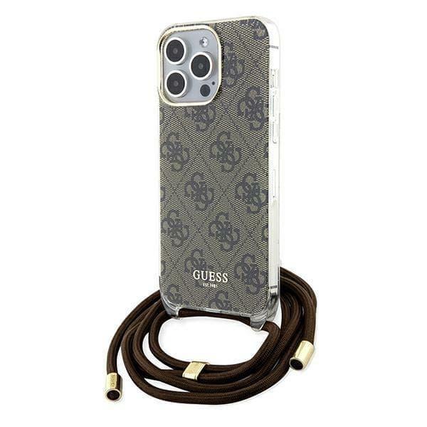 Guess iPhone 15 Pro Max Mobilskal Crossbody Cord Print - Brun