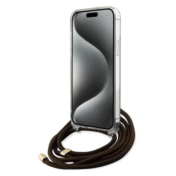 Guess iPhone 15 Pro Max Mobilskal Crossbody Cord Print - Brun