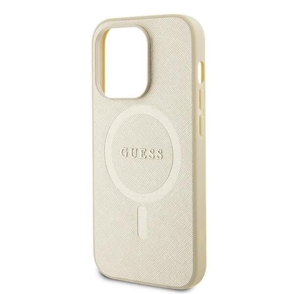 Guess iPhone 15 Pro Max Mobilskal Magsafe Saffiano - Guld