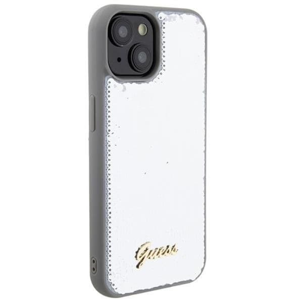 Guess iPhone 15 Mobilskal Sequin Script Metal - Silver
