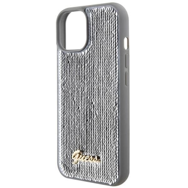 Guess iPhone 15 Mobilskal Sequin Script Metal - Silver