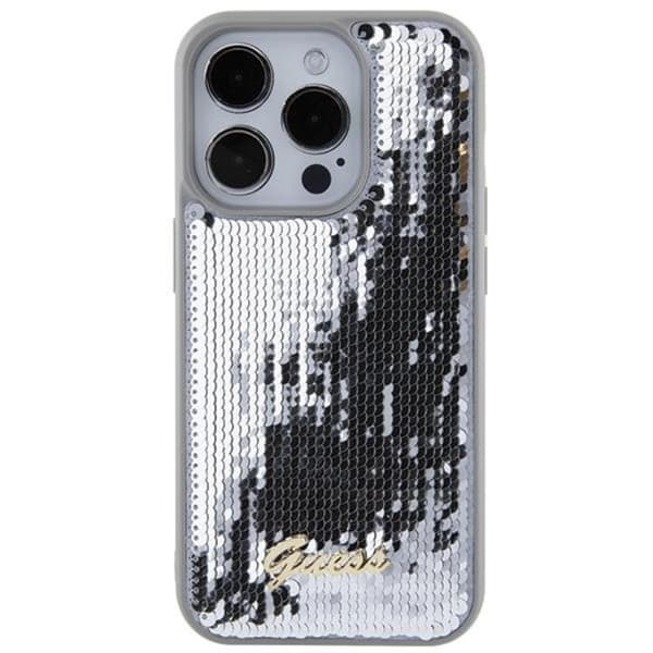 Guess iPhone 15 Pro Mobilskal Sequin Script Metal - Silver