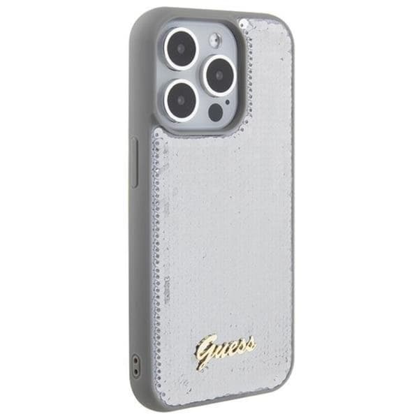 Guess iPhone 15 Pro Mobilskal Sequin Script Metal - Silver