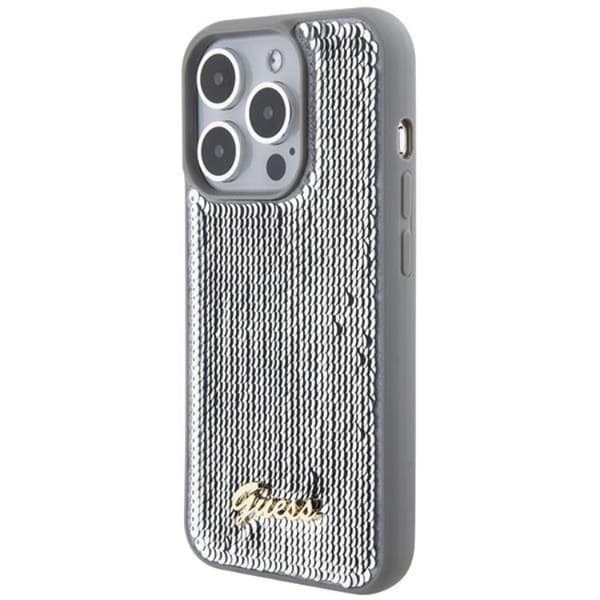 Guess iPhone 15 Pro Mobilskal Sequin Script Metal - Silver