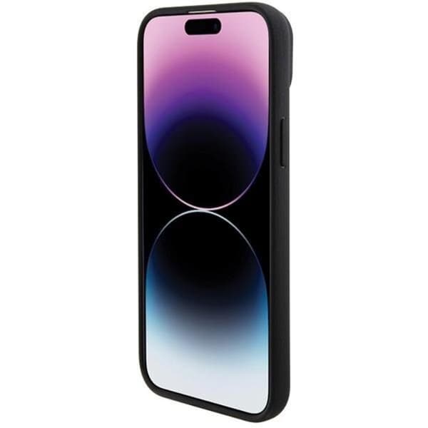 BMW iPhone 15 Plus Mobilskal Läder Stamp Tricolor - Svart