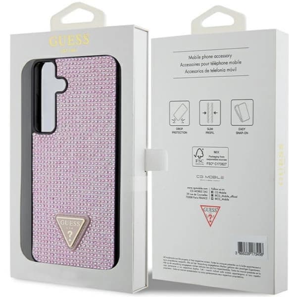 Guess Galaxy S24 Plus Mobilskal Rhinestone Triangle - Rosa