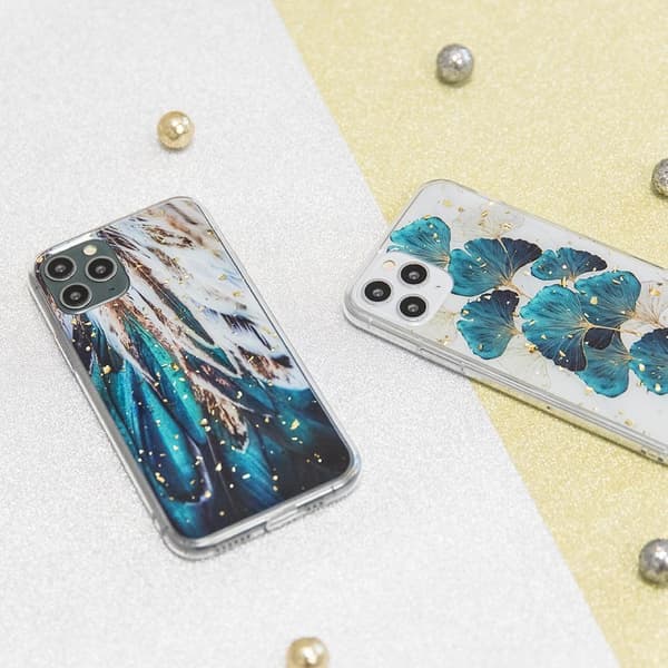 Guld Glam Skal Lövmotiv till iPhone 11