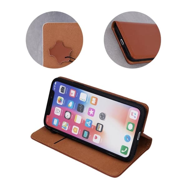 Äkta Läder fodral Smart Pro till iPhone 13 - Brun