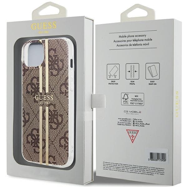 Guess iPhone 15 Plus Skal Brun Guld Rand