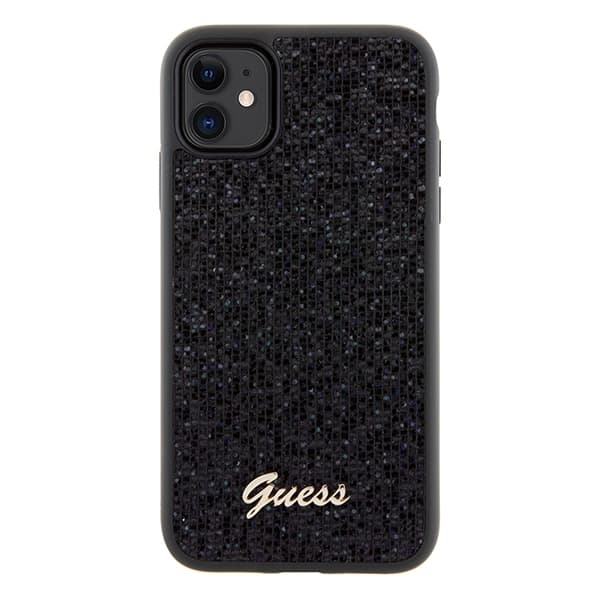 Guess iPhone 11 Skal Disco Script PU Metall Svart