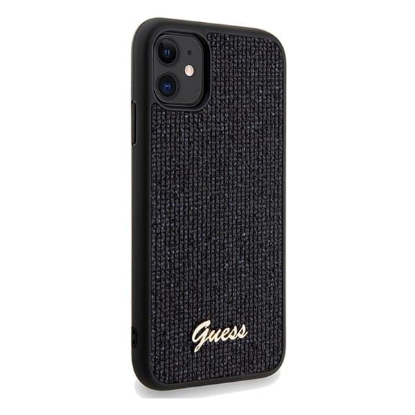 Guess iPhone 11 Skal Disco Script PU Metall Svart