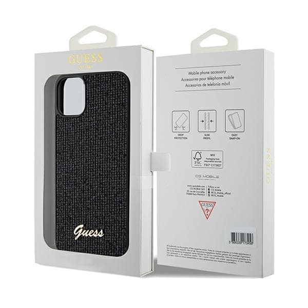 Guess iPhone 11 Skal Disco Script PU Metall Svart