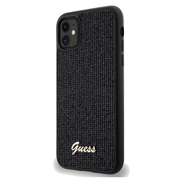 Guess iPhone 11 Skal Disco Script PU Metall Svart