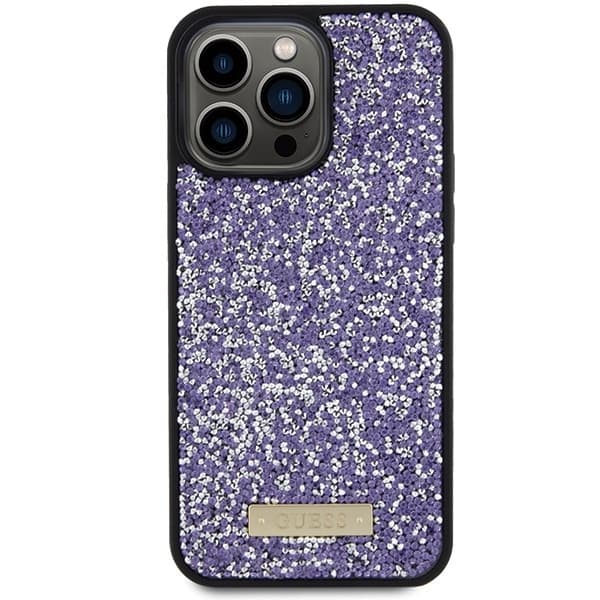 Guess iPhone 15 Pro Skal Ljusrosa Strass Meta Logo