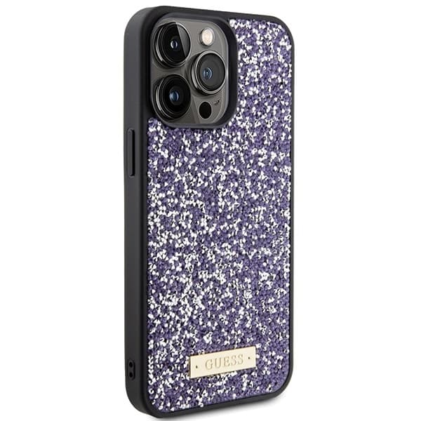 Guess iPhone 15 Pro Skal Ljusrosa Strass Meta Logo