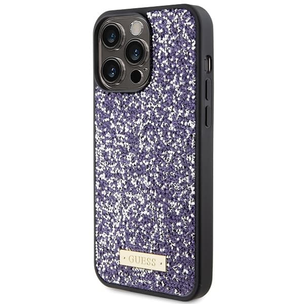 Guess iPhone 15 Pro Skal Ljusrosa Strass Meta Logo
