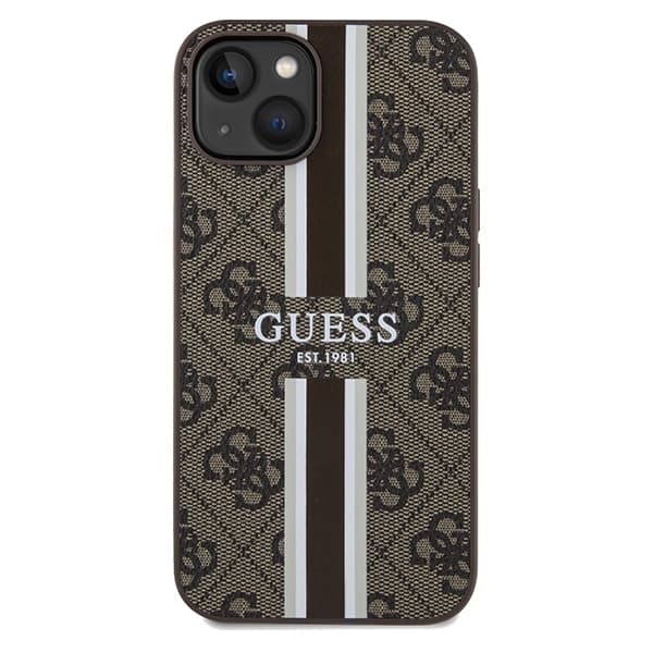 Guess iPhone 15 Fodral MAGSAFE Randigt Brun
