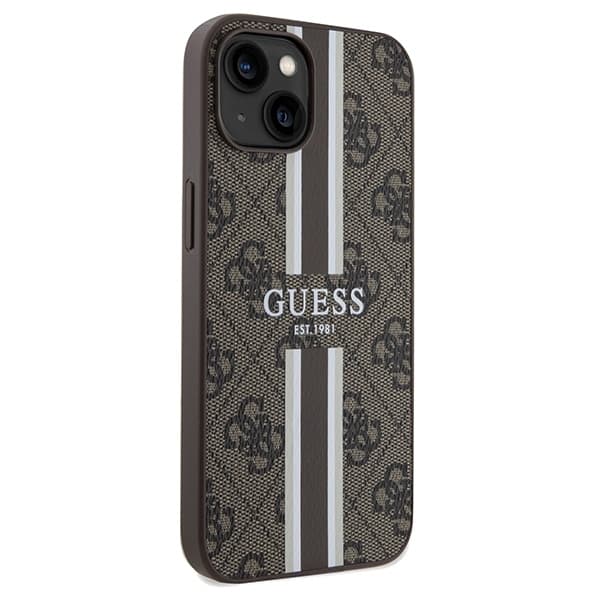 Guess iPhone 15 Fodral MAGSAFE Randigt Brun