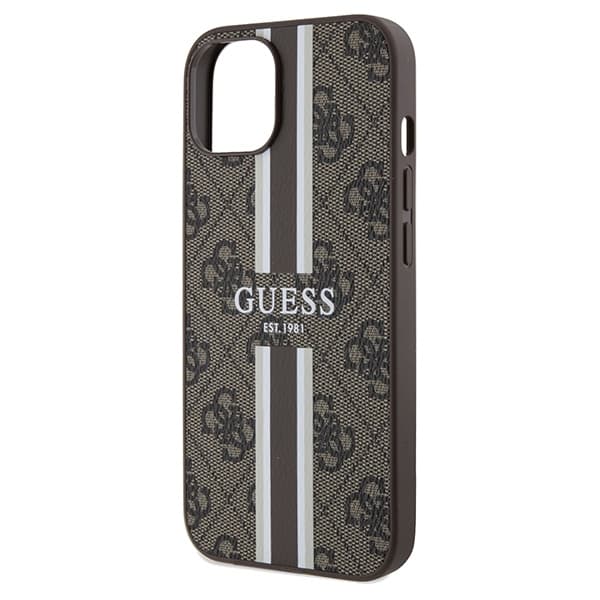 Guess iPhone 15 Fodral MAGSAFE Randigt Brun