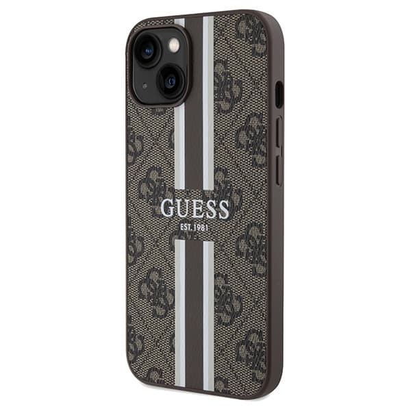 Guess iPhone 15 Fodral MAGSAFE Randigt Brun
